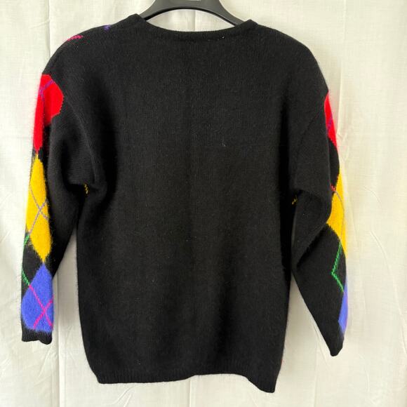 Vintage Rafaella Angora Rabbit Hair Lambswool Argyle Print Sweater Medium - Picture 2 of 5